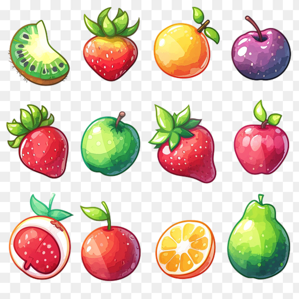 Cartoon Fruit Clipart Set
