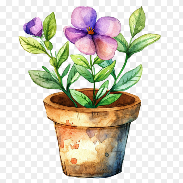purple flower pot clipart