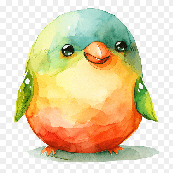 green watercolor bird clipart