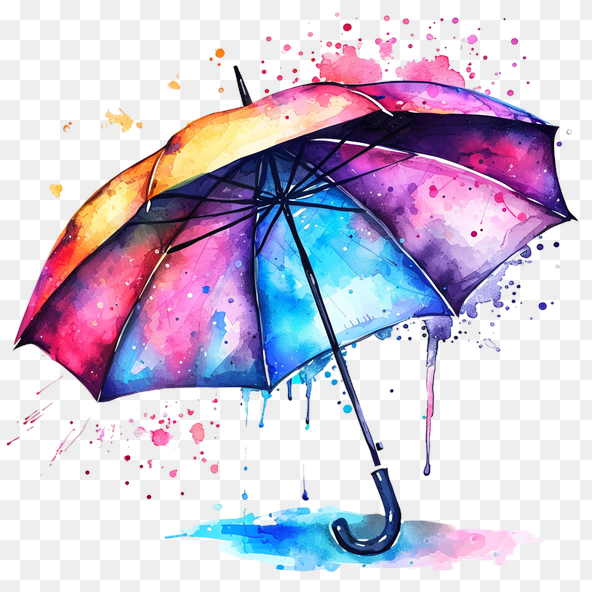 Rainbow Watercolor Umbrella Clipart