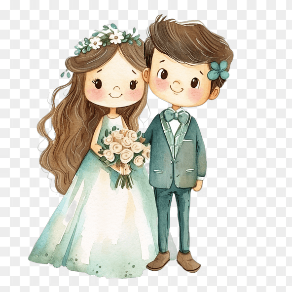 Cute cartoon wedding couple clipart