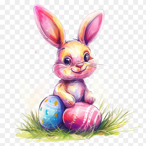 Cute Easter Bunny Watercolor Clipart