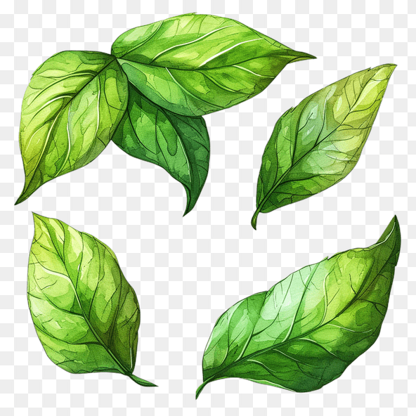 Watercolor Green Leaves Clipart