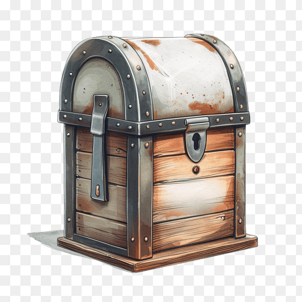 Vintage Wooden Treasure Chest Clipart