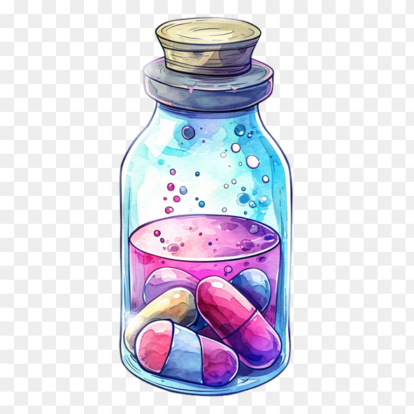 Watercolor Magic Potion Bottle Clipart