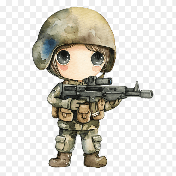 Cute Girl Soldier Clipart