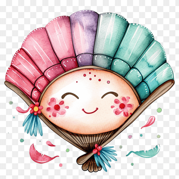 Cute Watercolor Fan Clipart