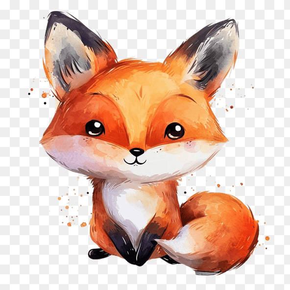 Cute Baby Fox Watercolor Clipart