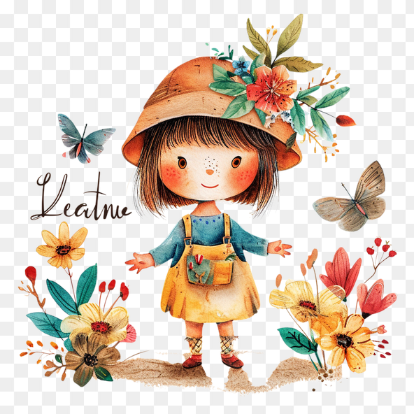 Nature Girl Watercolor Clipart