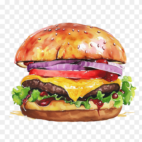 watercolor burger clipart