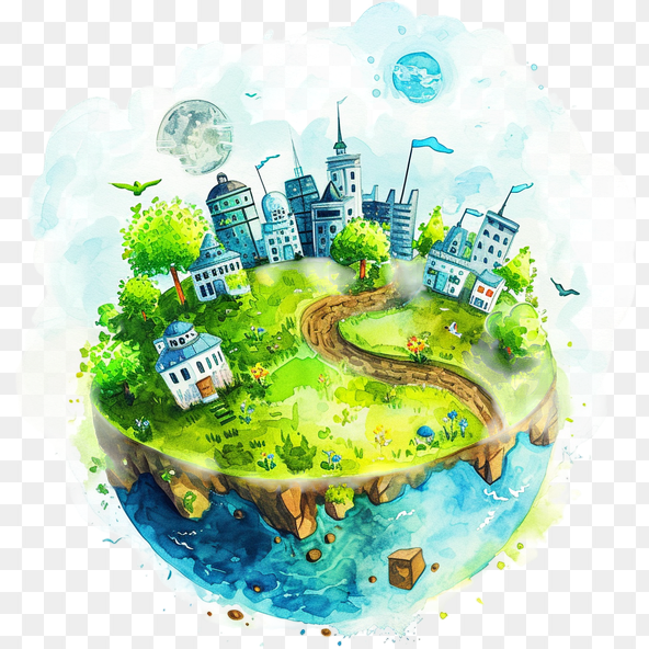 Eco-Friendly City Planet Clipart