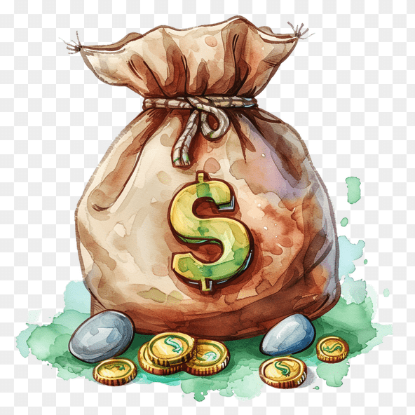 Watercolor Money Bag Clipart