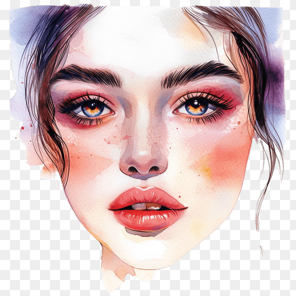 Watercolor Painting Of Woman Face