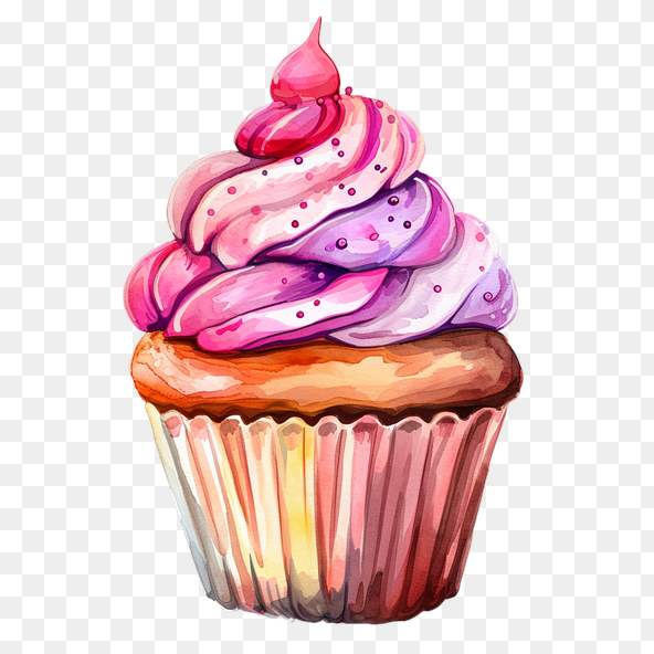 Pink Purple Swirl Cupcake Clipart