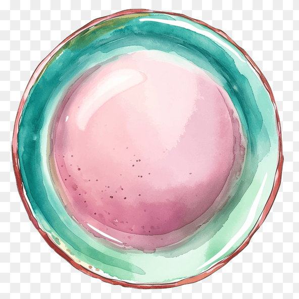 Watercolor Green And Pink Plate Clipart