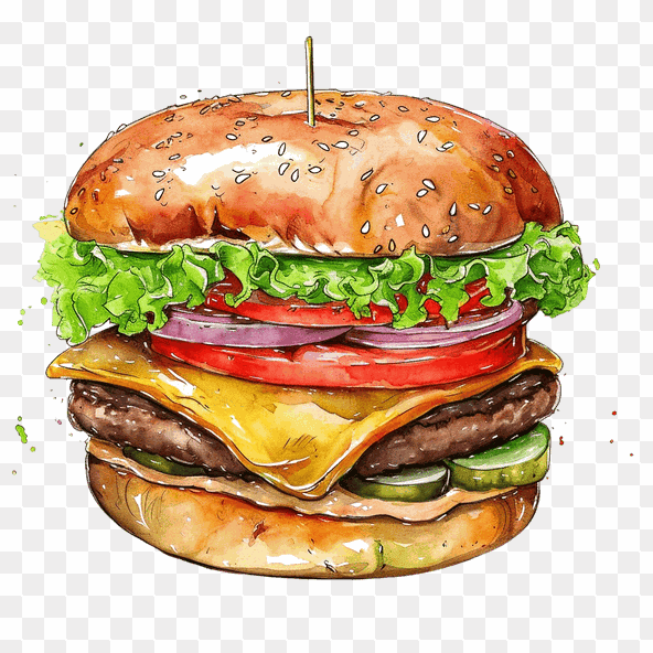 Juicy Watercolor Burger Clipar