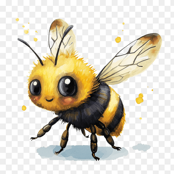 Cute Watercolor Bumble Bee Clipart