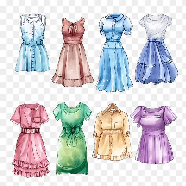 8 watercolor clothing clipart