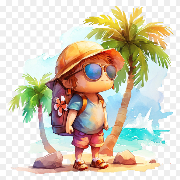 Little boy on the beach clipart