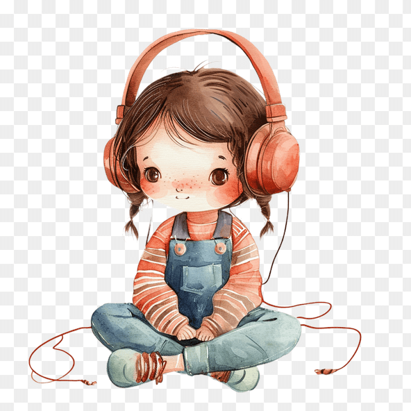 girl listening clipart