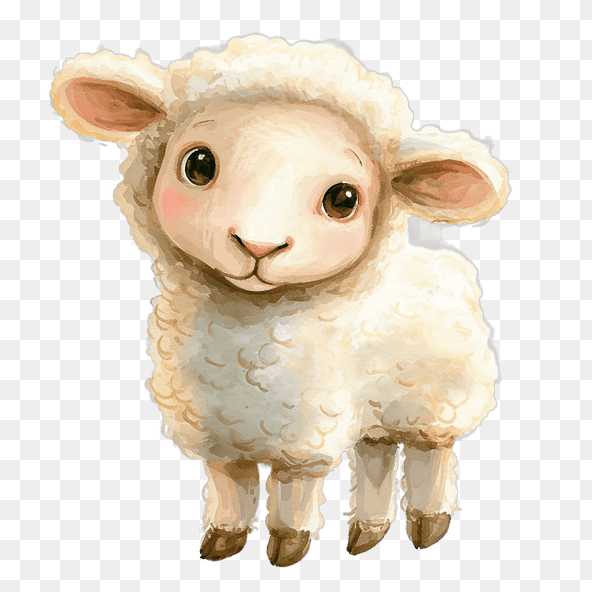 Cute Baby Lamb Watercolor Clipart