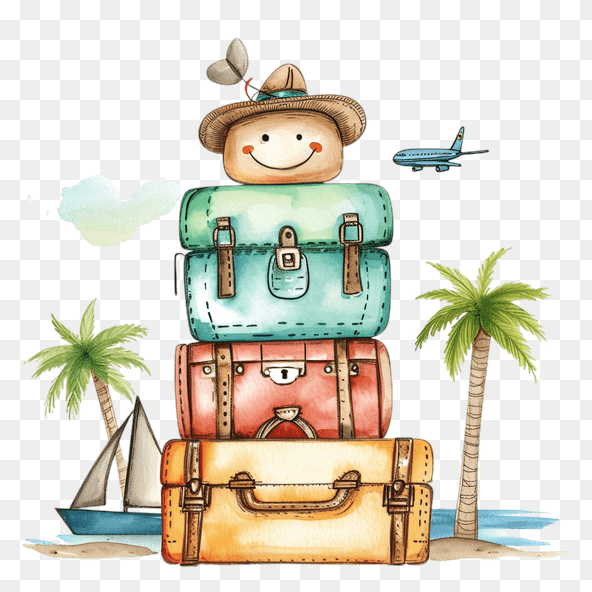 Vintage Luggage Watercolor Clipart