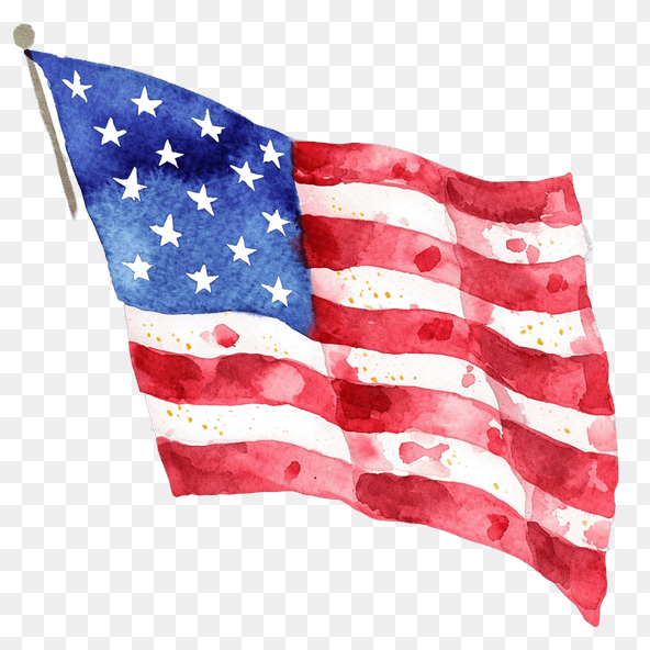 Patriotic Watercolor American Flag Clipart
