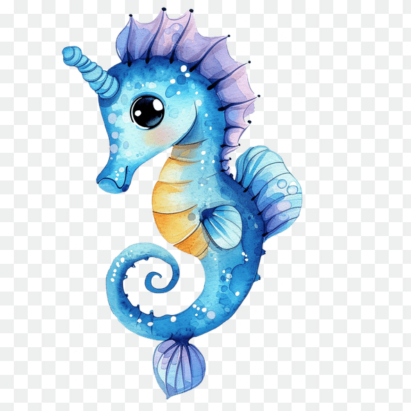 Cute Watercolor Seahorse Clipart