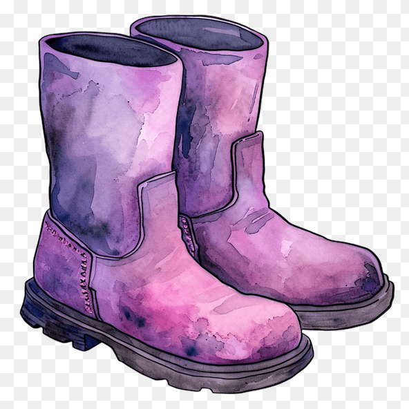 Purple Watercolor Boots Clipart