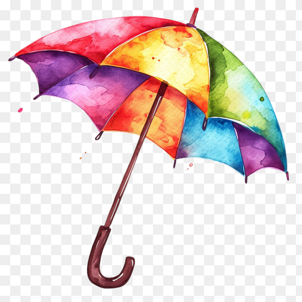 Rainbow Watercolor Umbrella Clipart