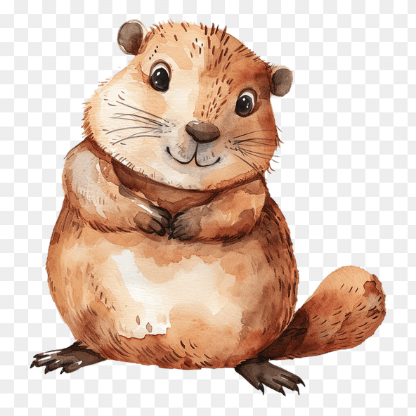 Cute Watercolor Marmot Clipart