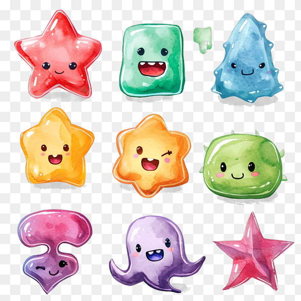 kawaii shapes clipart