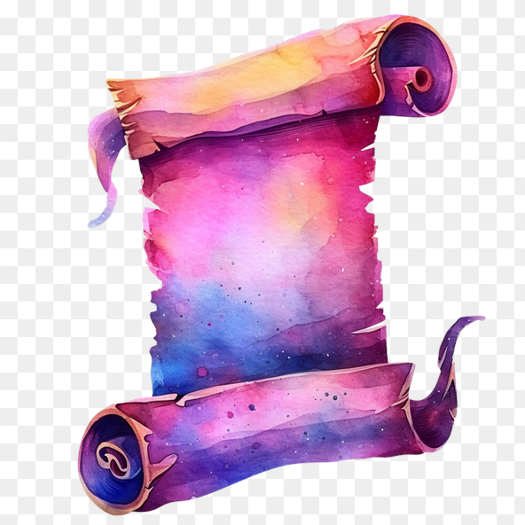 Magical Galaxy Watercolor Scroll Clipart