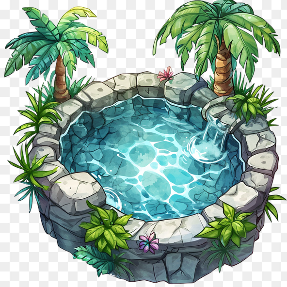 Tropical Stone Pool Clipart