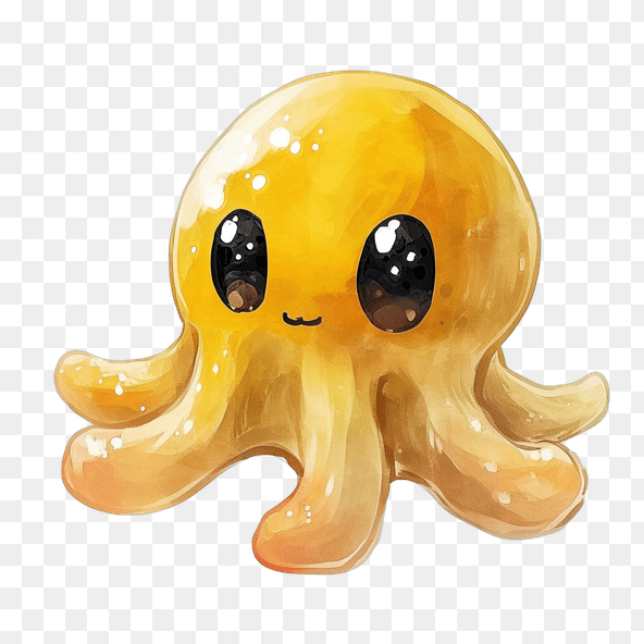 cute yellow octopus clipart