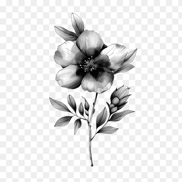 flower clipart black and white