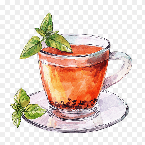 Mint Tea Watercolor Clipart