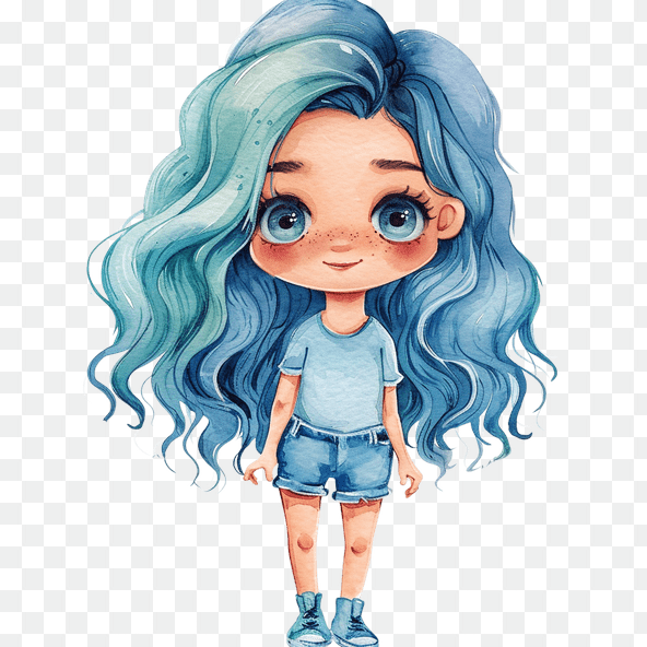 Blue Hair Girl Clipart