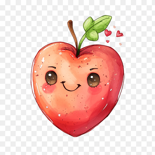 red apple heart clipart