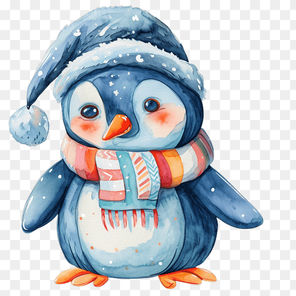 Cute Penguin Watercolor Clipart