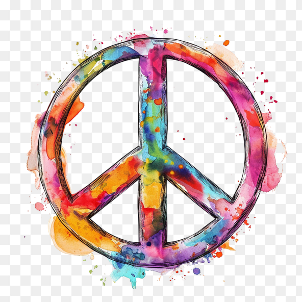 Colorful Watercolor Peace Sign Clipart