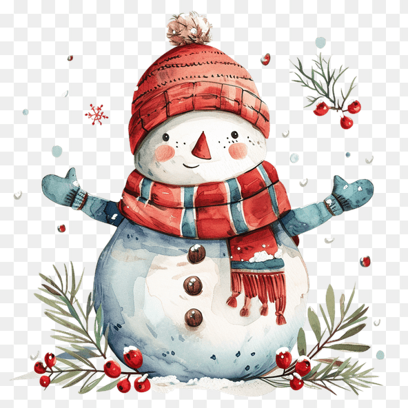 Cute Watercolor Snowman Clipart