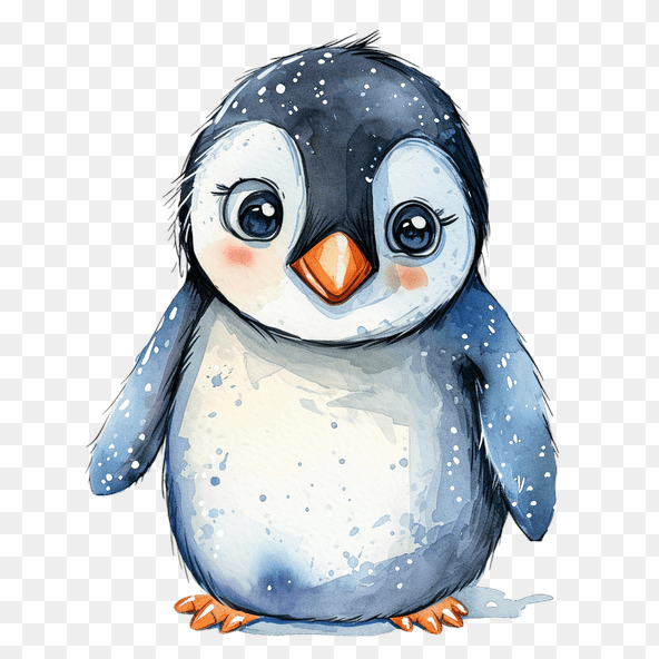 cute watercolor penguin clipart
