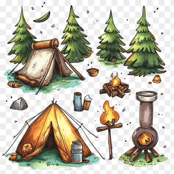 Camping Watercolor Clipart