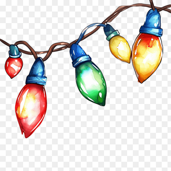 Watercolor Christmas Lights Clipart