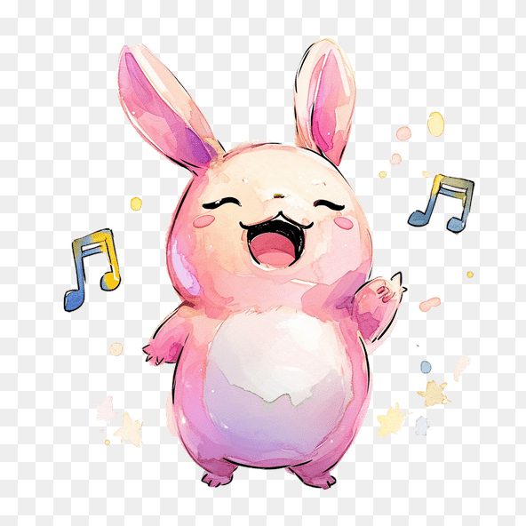 Singing Pink Bunny Clipart