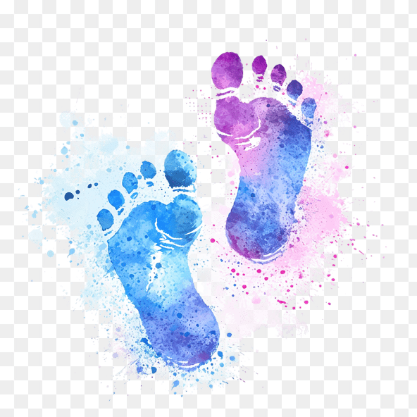 Baby Boy Girl Watercolor Footprints Clipart