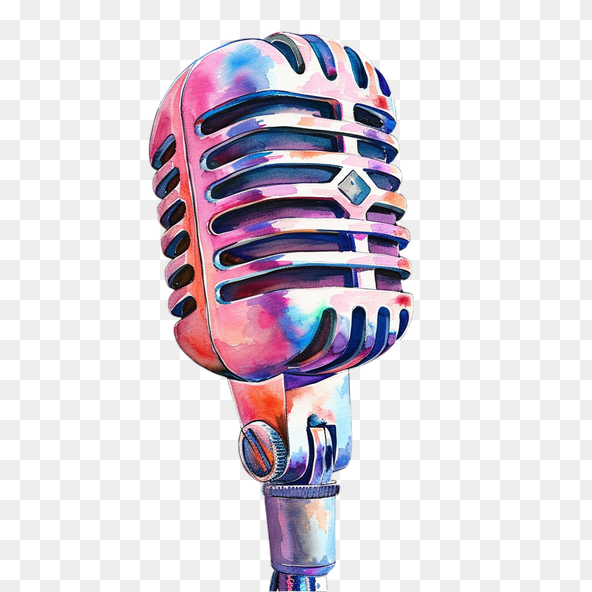 Vintage Watercolor Microphone Clipart