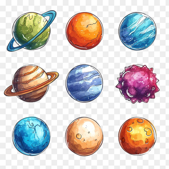 nine planets clipart
