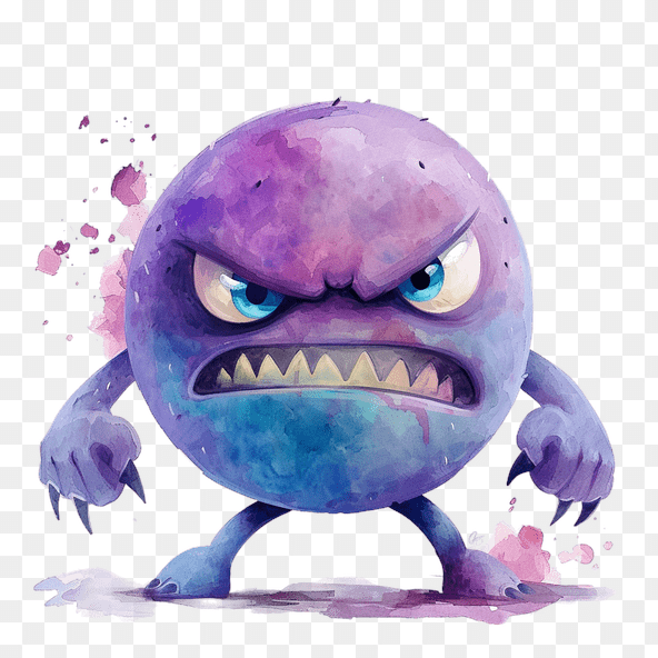 watercolor angry monster clipart